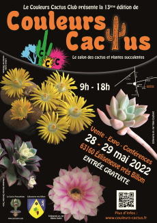 Couleurs Cactus Club Salon des cactus, succulentes et plantes adaptées à la sécheresse les 28 et 29 mai 2022